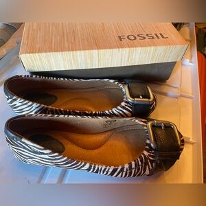 Fossil Zebra Print Flats with Black Accents